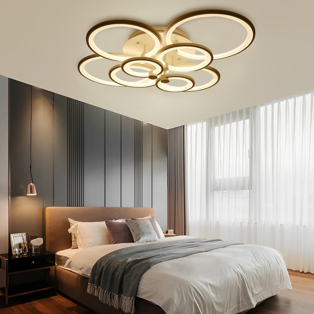 Multi-Ring Flush-Mount Ceiling Light — Metal and Acrylic, Dimmable LED, 3000K–6000K, 31" Wide