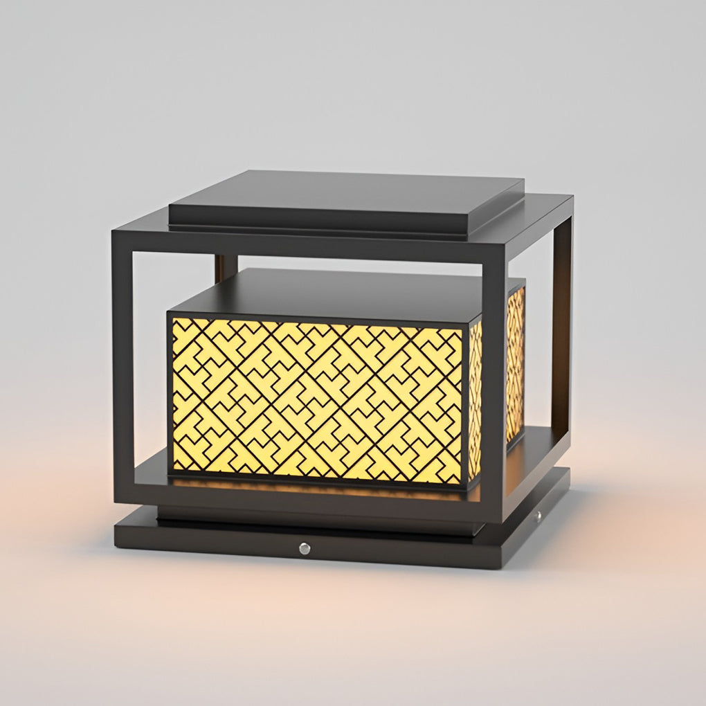 Modern Square Solar Outdoor Pillar Light — Stainless Steel, IP65, 3000K Warm White, E27