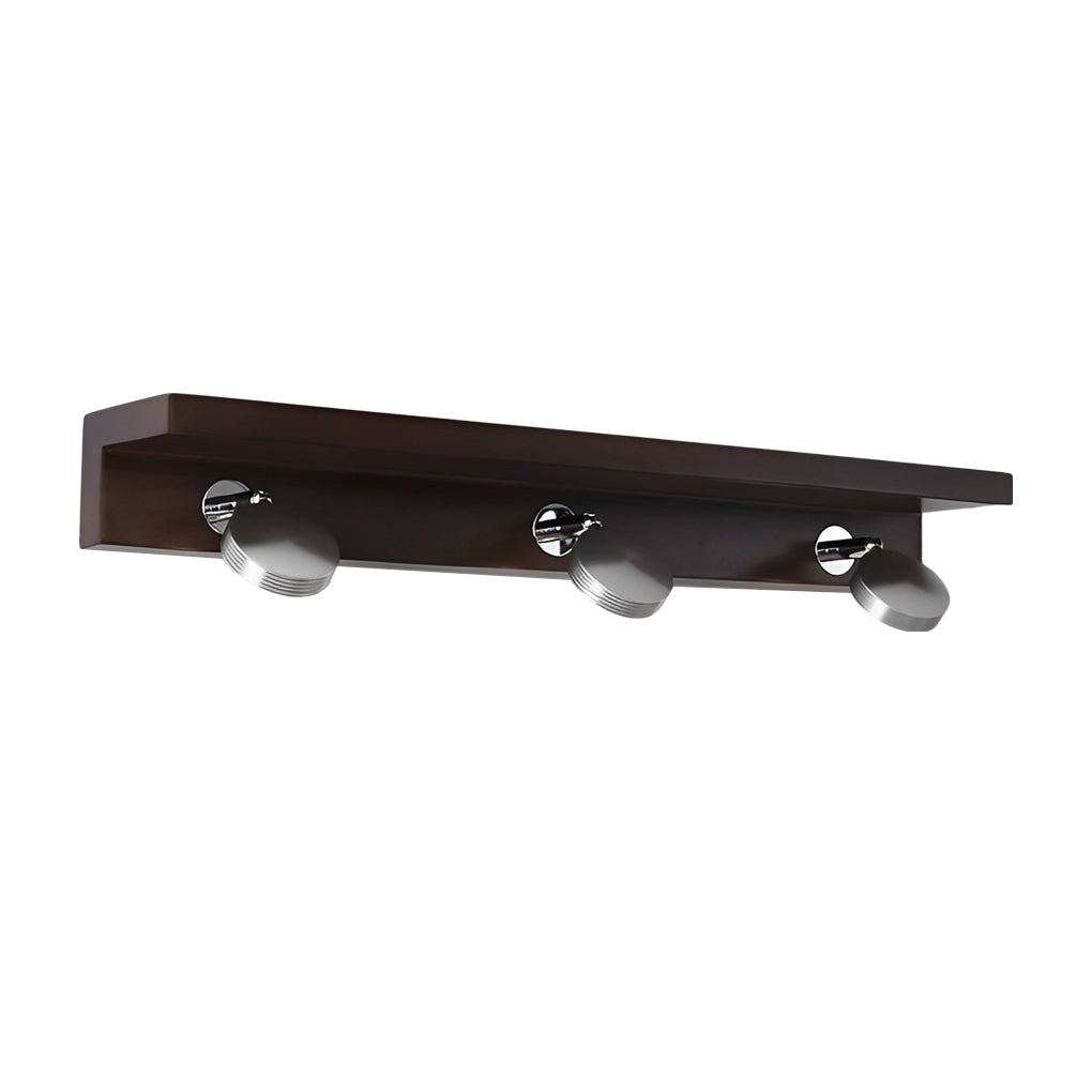 2/3-Light Bathroom Vanity Light — Walnut Wood and Iron, Adjustable Spotlight or Fixed Glass Dome Shades, G9, Hardwired