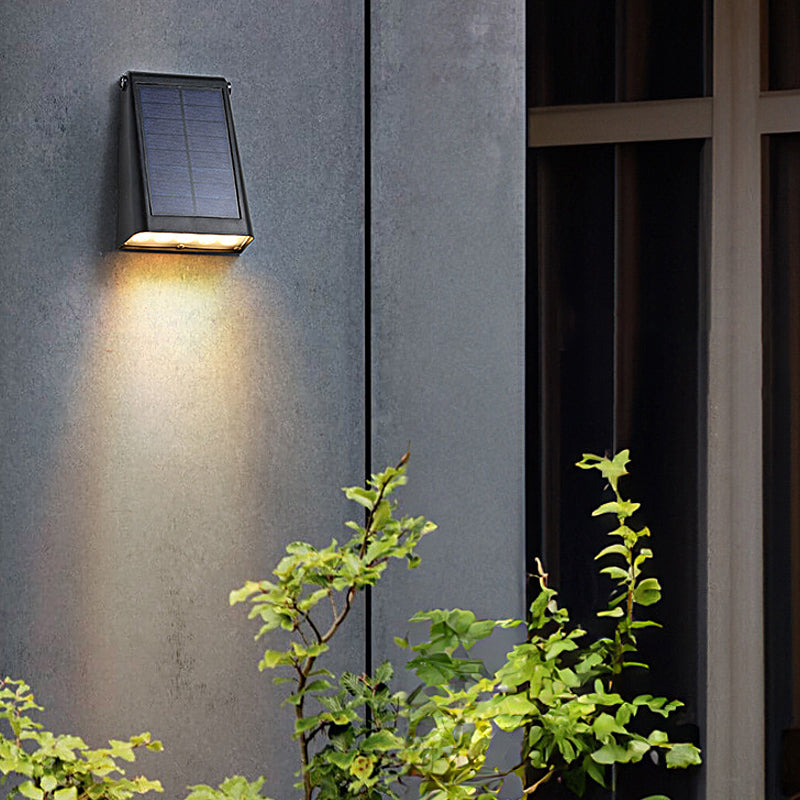 Modern Adjustable Solar Wall Sconce — Black ABS, LED, 90° Adjustable, Dual-Brightness, IP65 Weatherproof