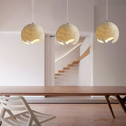 Irregular Ball Pendant Chandelier — Resin and Iron, Creamy White, E27, 3000K Warm White, Adjustable 59" Cord