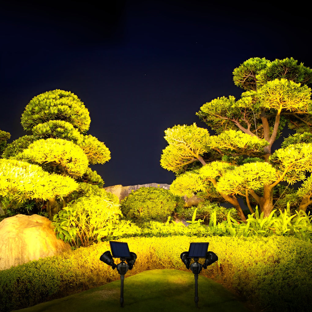 Solar Outdoor Spotlight, Set of 2 — Black ABS, LED, IP65, Motion Sensor, 4-Mode, 10-Hour Runtime
