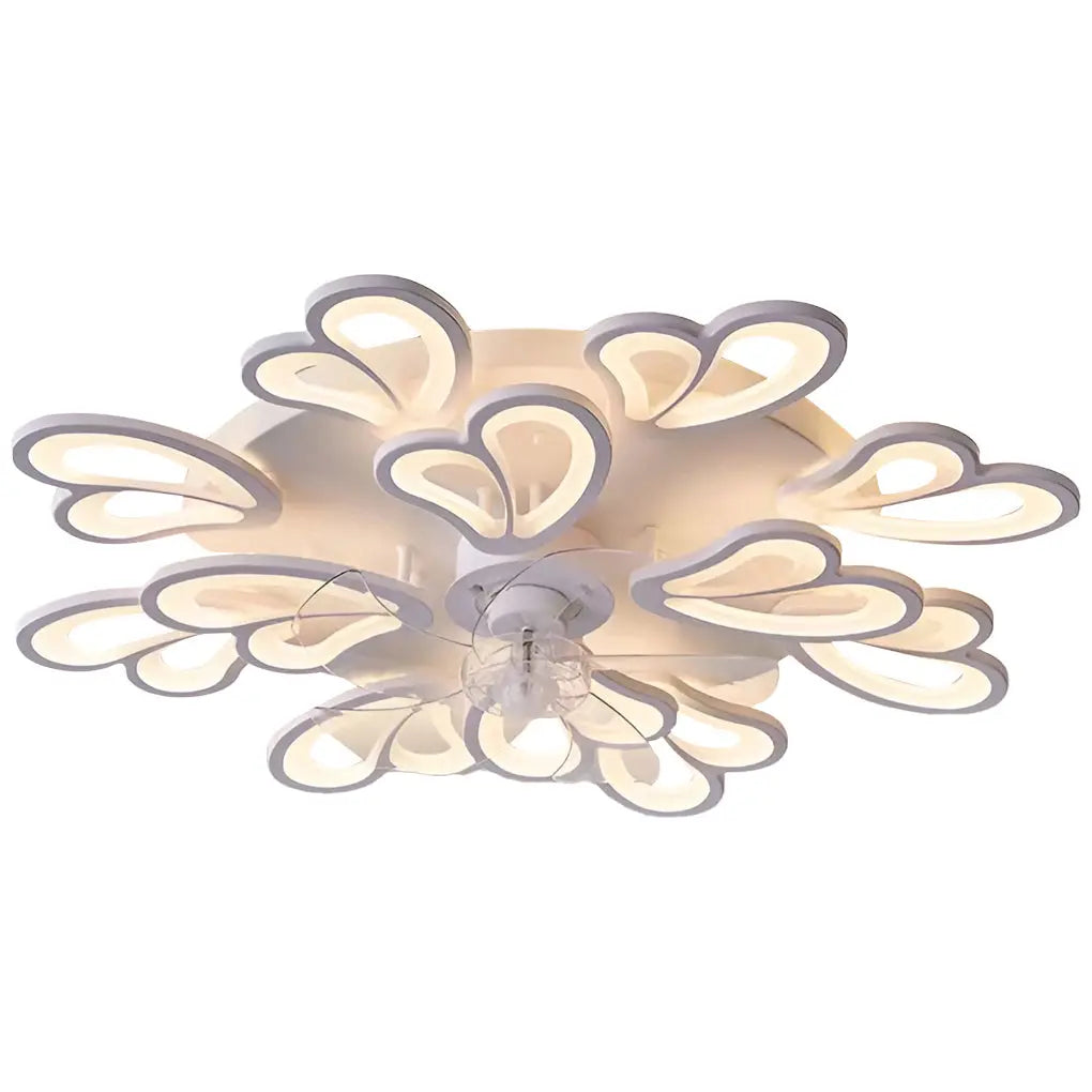Nordic Ceiling Fan Lights with Creative Flower-Shaped Design and Three-Step Dimming LED Luxe