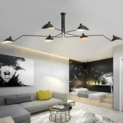 Duckbill Shade Modern Chandelier — Black Copper, 360° Rotating Adjustable Arms, E27 60W, 3000K, 3-Light / 6-Light