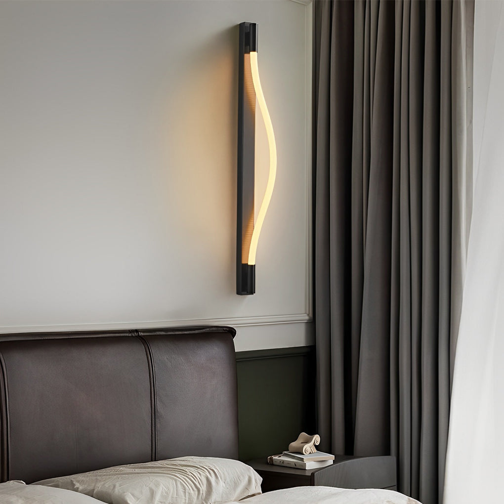 Modern Linear Wall Sconce — Black Iron, Handwoven Rope, Flexible LED, 4.5W–6.5W, 23.6" or 35.4"