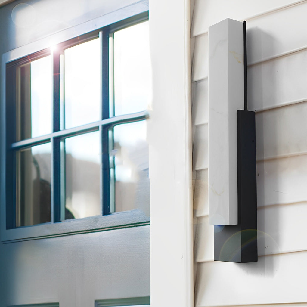 Modern Outdoor Wall Sconce — Stainless Steel, Imitation Marble Shade, LED 12W/18W, IP54 Weatherproof