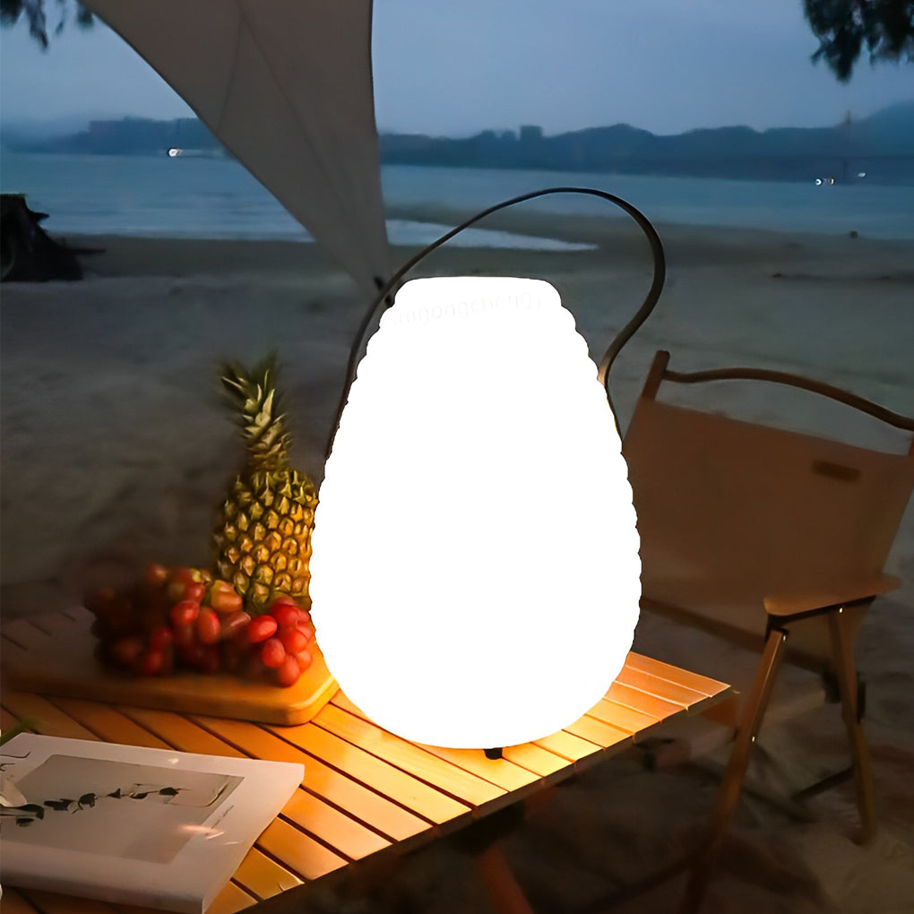 Round Portable Outdoor Lantern — PE, LED, USB Rechargeable, IP65, Timer, Remote Control, 10" × 15"