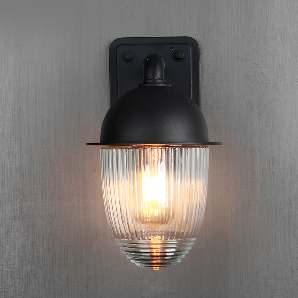 Glass Ball Outdoor Wall Sconce — Matte Black Aluminum, Waterproof, Industrial