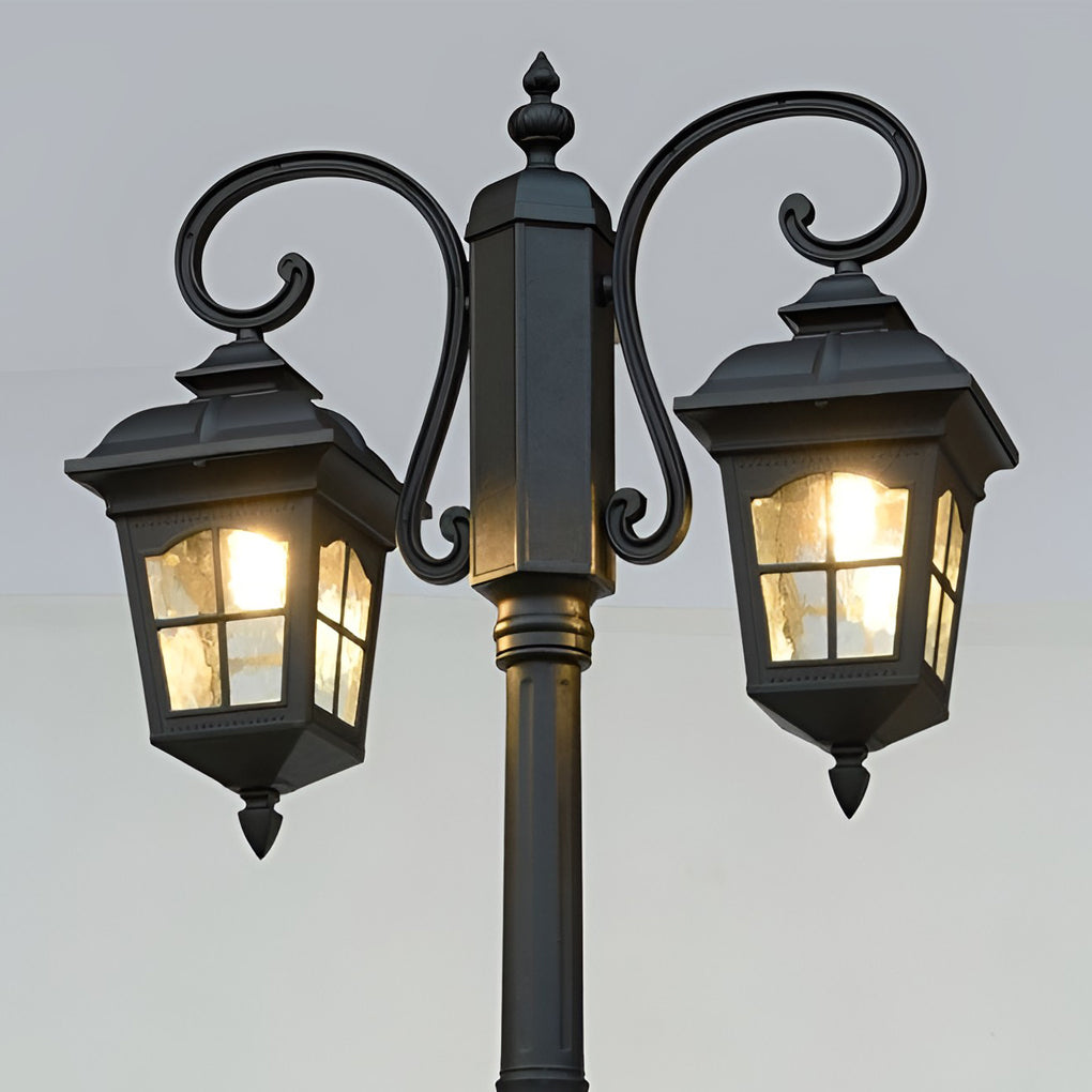 Black Outdoor Post Lights, Set of 2 — Aluminum & Glass, E27, 15W / 30W, 118" Tall, 3000K Warm White