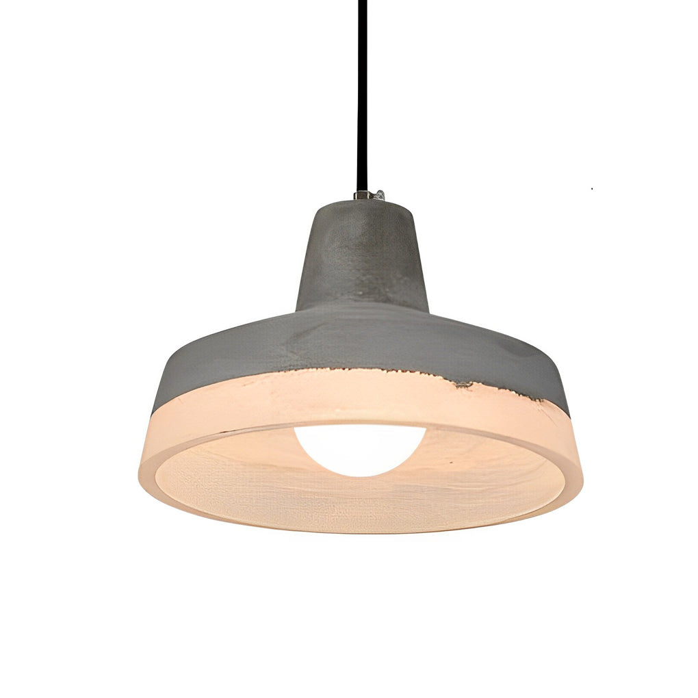 Minimalist Industrial Pendant Light — Resin Cement, Conical / Cylindrical / Drum, E27, 3000K Warm White