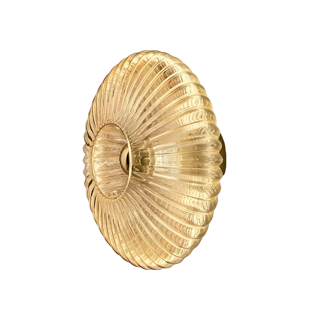 Round Striped Glass Wall Sconce — Iron and Glass, Postmodern, LED, 9.4" Diameter, 3000K Warm White