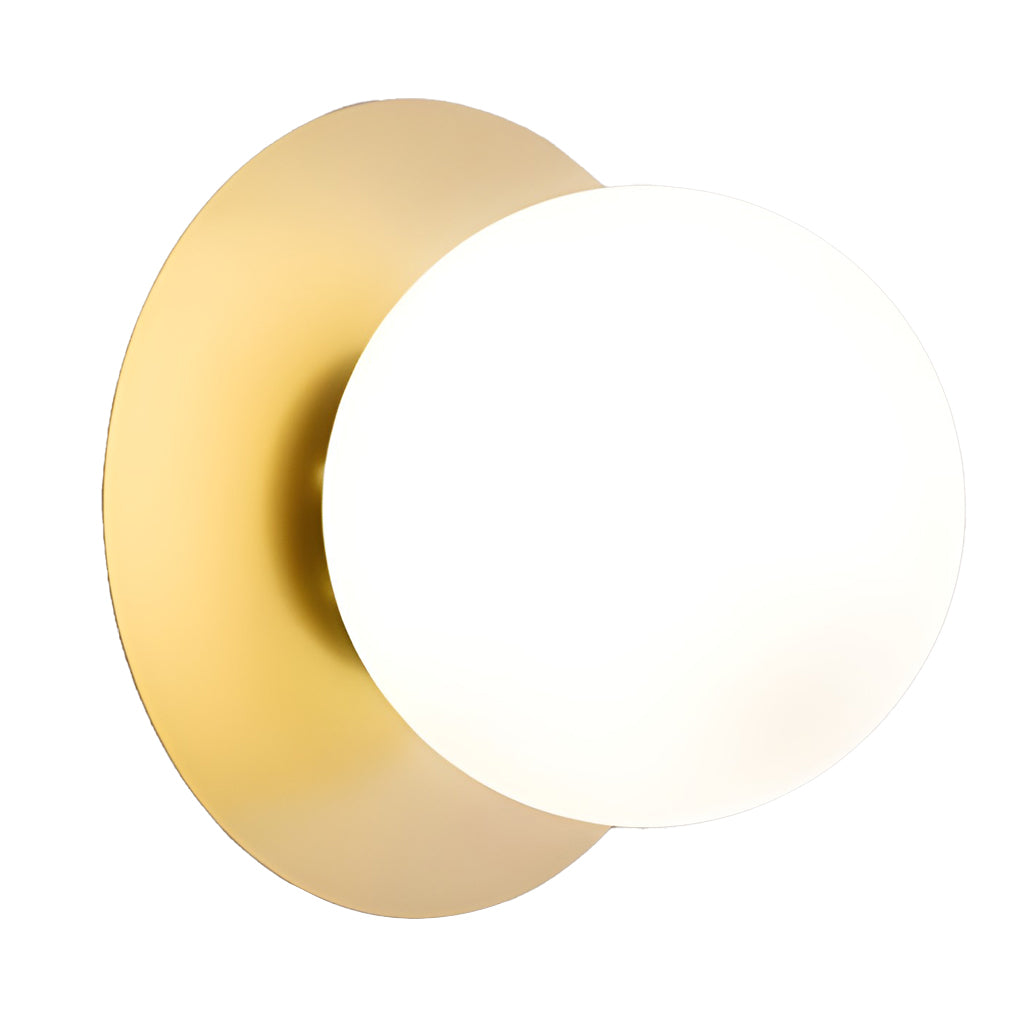 Modern Round Glass Ball Wall Sconce — Iron, 12W LED, 8" Diameter, Black or Gold