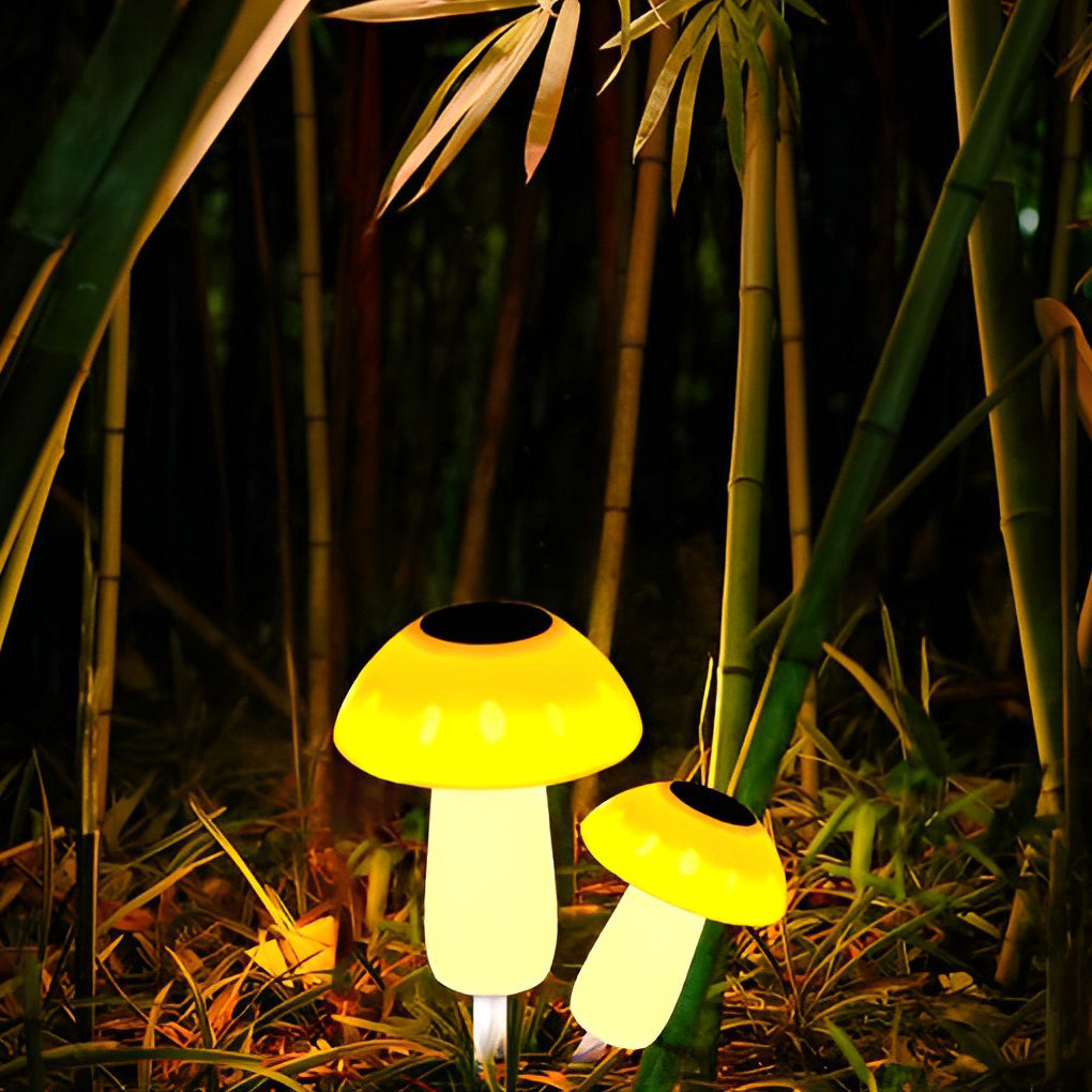 Mushroom Solar LED Lawn Light — ABS, Warm White 3000K, Auto Dusk-to-Dawn, IP Weatherproof, 7" × 15"