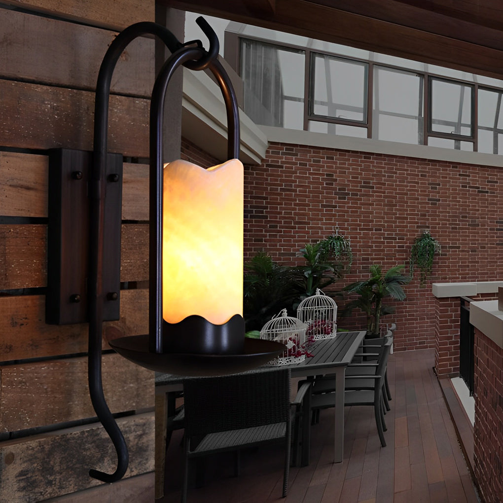 Retro Candlestick Wall Sconce — Black Iron, 5W LED E27, 3000K Warm White, 7" × 20"