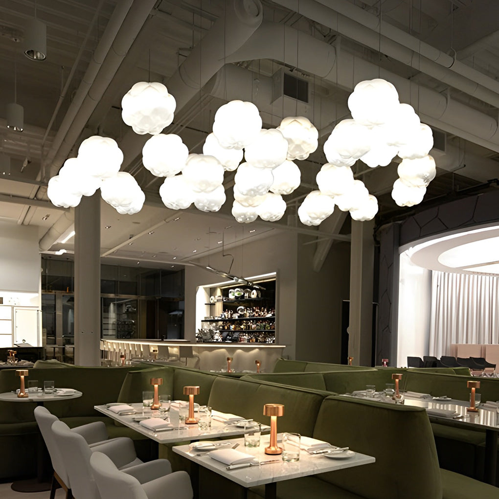 Cloud-Shaped Glass Pendant Light — Modern Minimalist, White, 3000K Warm White, 10" Diameter