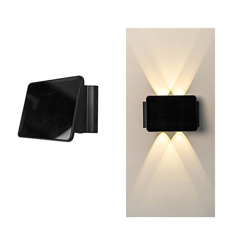 Modern Black Solar Up/Down Outdoor Wall Sconce — PVC & Acrylic, LED 3000K, IP54, 5W Panel