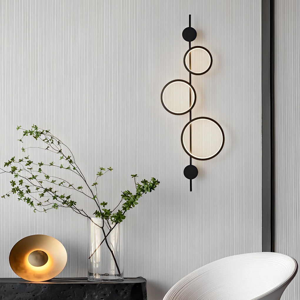 Circular LED Strip Wall Sconce — Black Iron, 37W, 3000K Warm White, 41.7" Wide