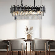 Postmodern Rectangular Crystal Chandelier — Iron and Crystal, Three-Step Dimming LED, E14, 3000K/4500K/6000K