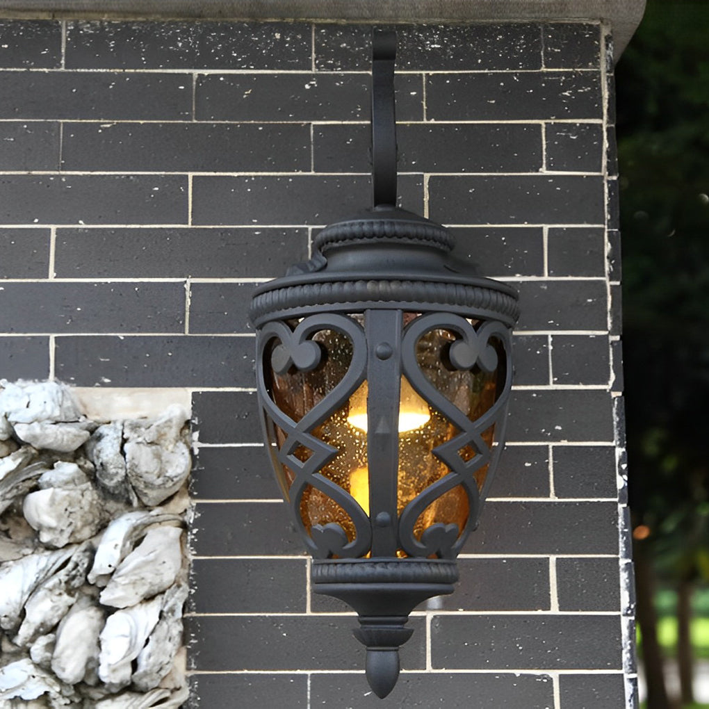 Retro Bubble Glass Outdoor Wall Sconce — Die-Cast Aluminum, E27, IP33 Waterproof