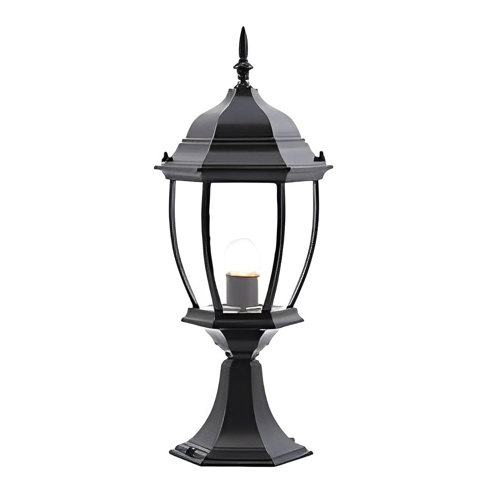 Vintage Black Solar Outdoor Post Light — Die-Cast Aluminum & Glass, LED 3000K, Remote Control, 7W Panel, IP Weatherproof