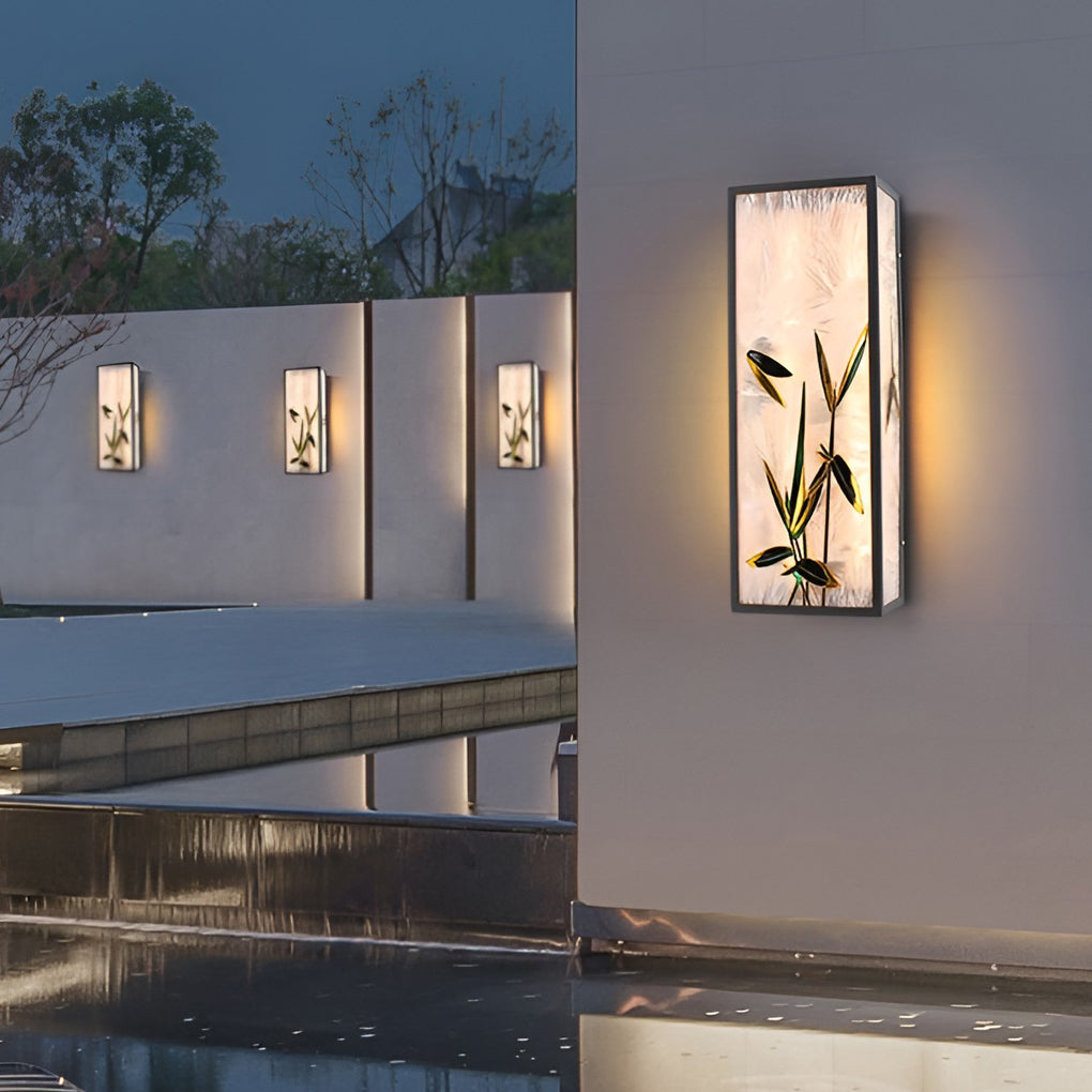 Vintage Floral Outdoor Wall Sconce — Galvanized Steel, Acrylic Shade, T5 LED, IP54 Weatherproof, 20" or 31"