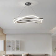 Circular Wave Ring Chandelier — Iron, Three-Step Dimming (3000K/4500K/6000K), 60W–96W, 22" or 31"