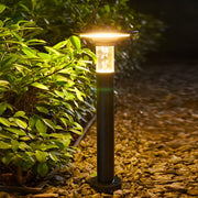Round-Top Disk Bollard Path Light — Die-Cast Aluminum, Solar LED, Bubble Detail, IP55, 14.2"–29.9" Heights