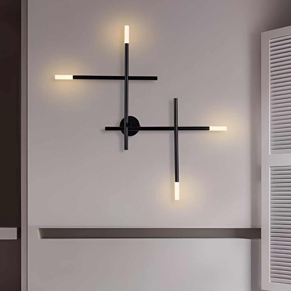 Cross Linear Wall Sconce — Iron and Acrylic, LED, Black or Copper, 26"–39"