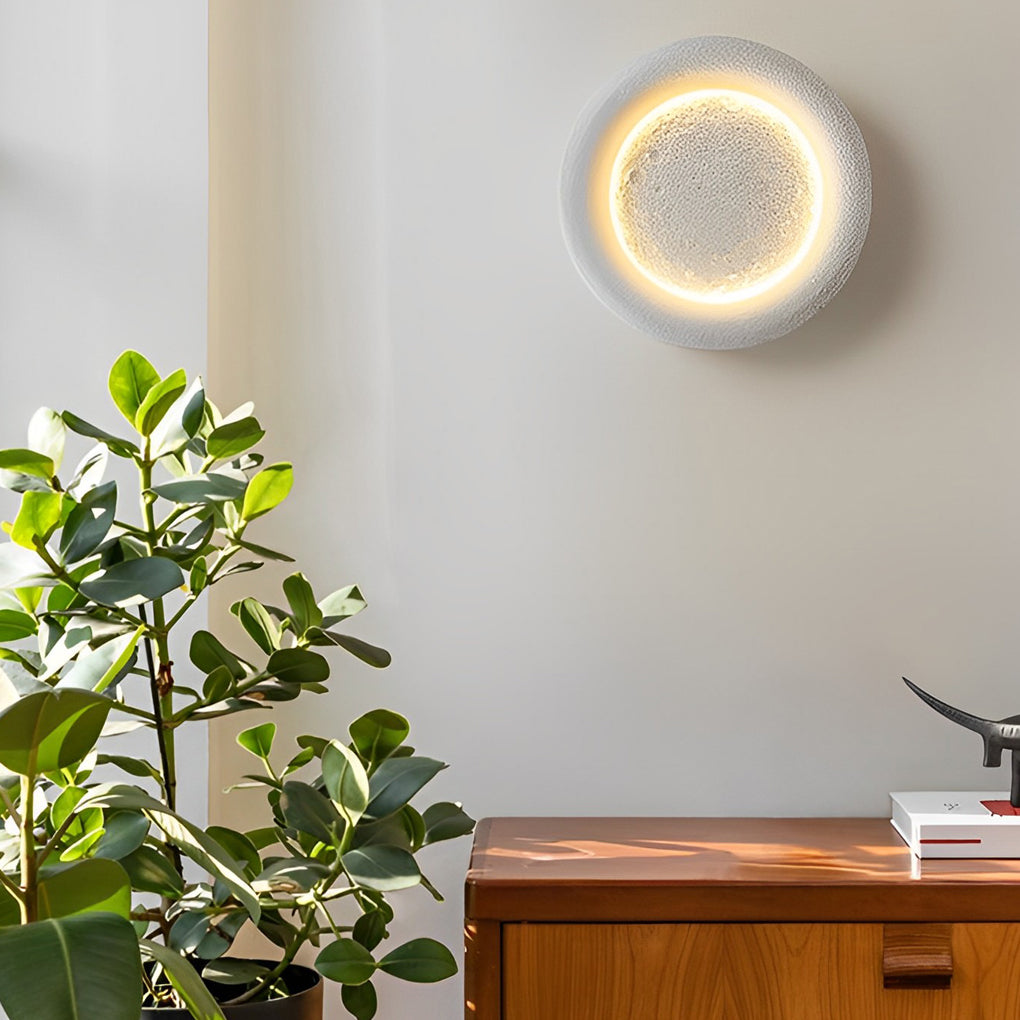 Nordic Wall Sconce Lighting: Creative Round Moon LED Resin Wall Lamp