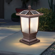 Modern Brown Aluminum Solar Fence Post Lights - Retro Waterproof Design
