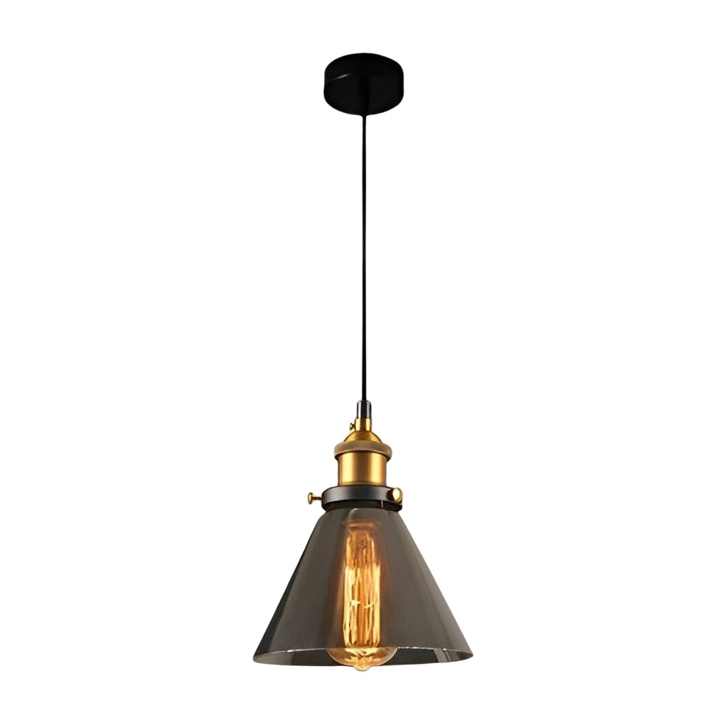 Industrial Retro Mini Pendant — Electroplated Smoke Gray Glass, Adjustable 59" Cord