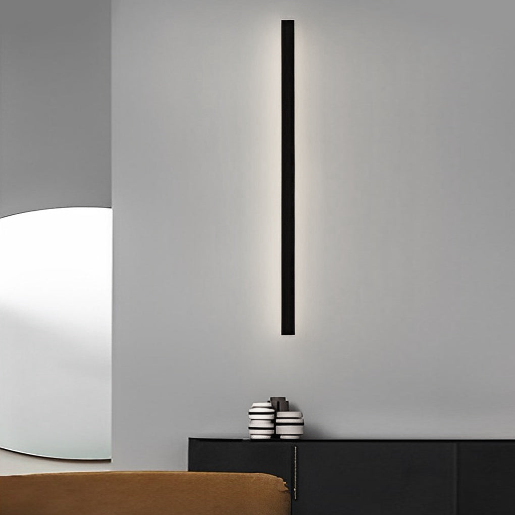 Minimalist Linear Solar Wall Sconce — Black Iron and Acrylic, LED, Waterproof, Remote Control, 3000K / 6000K, Multiple Lengths