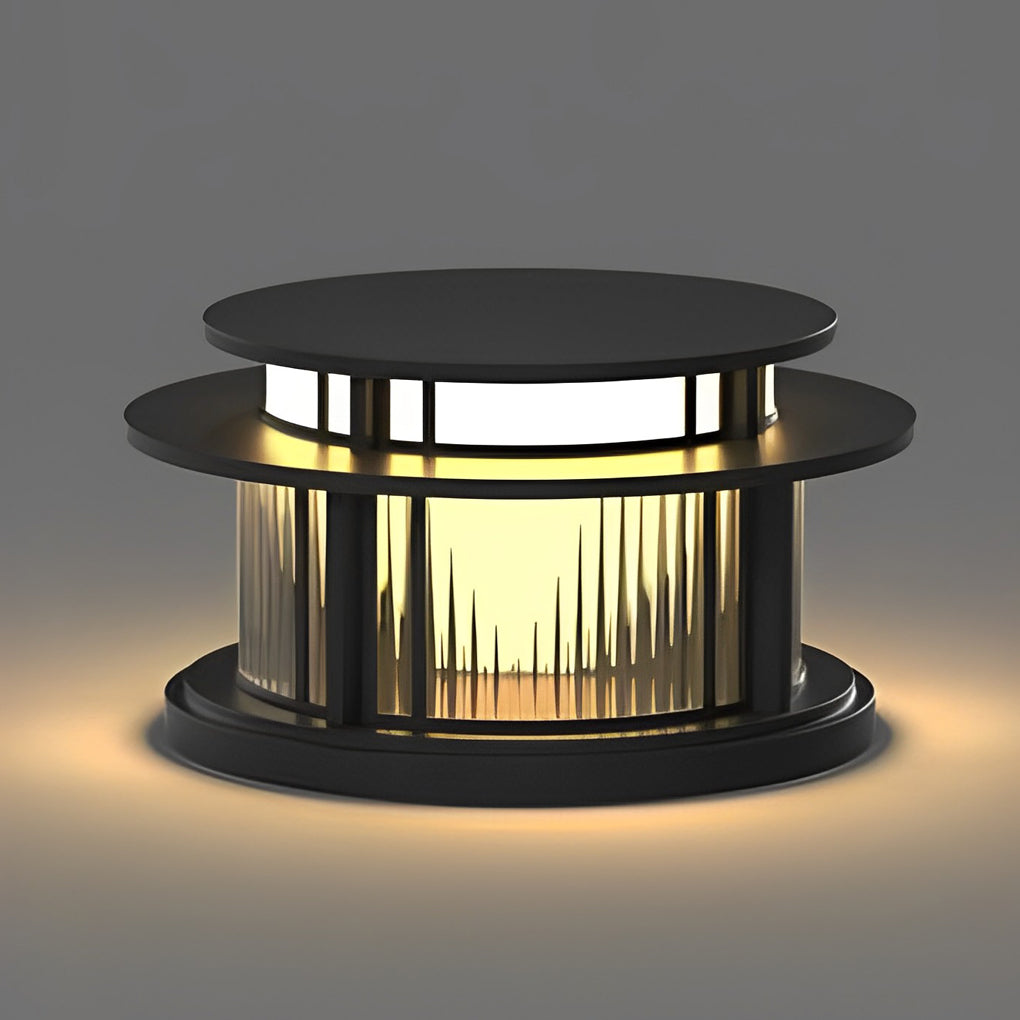 Modern Round Outdoor Pillar Light — Stainless Steel, Black, Solar or Wired, Three-Step Dimming, IP65 Weatherproof