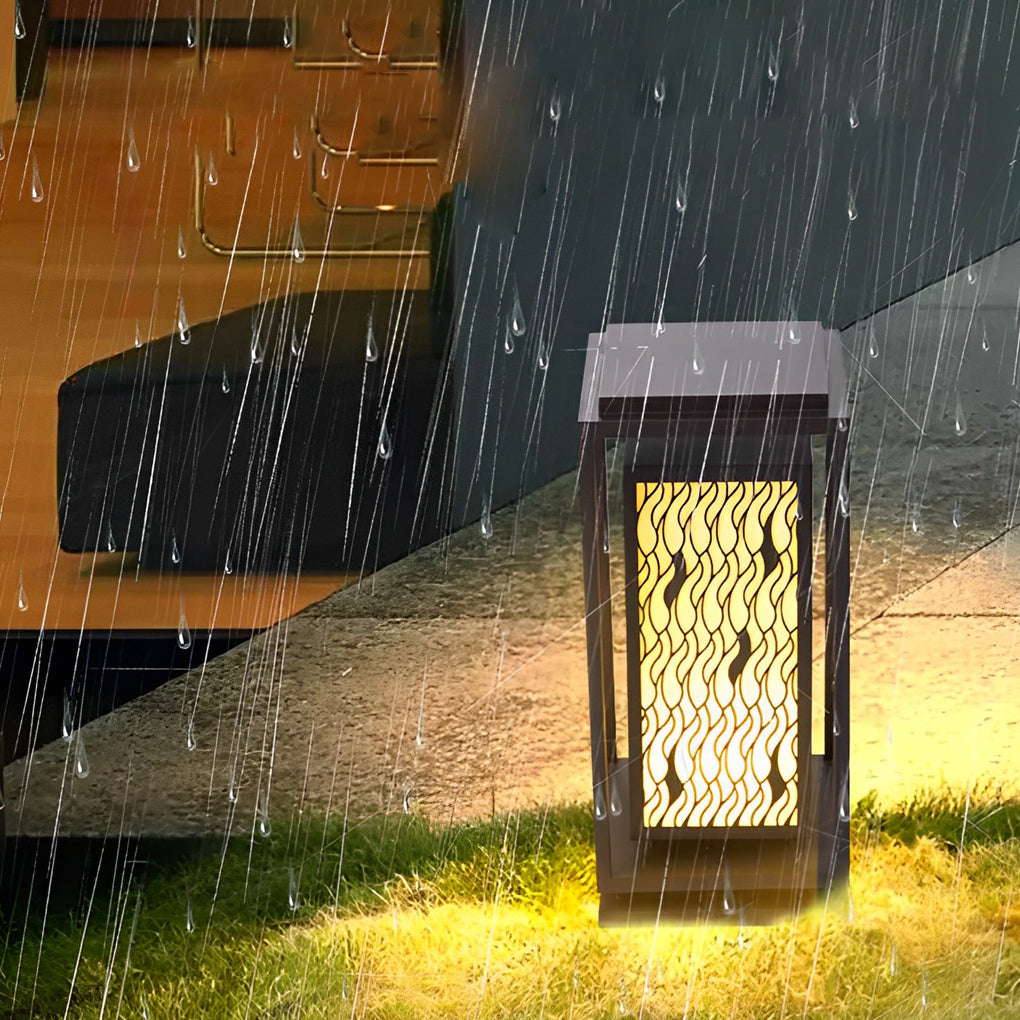 Retro Black LED Outdoor Bollard Path Light — Stainless Steel and Faux Marble, IP65, 3000K Warm White