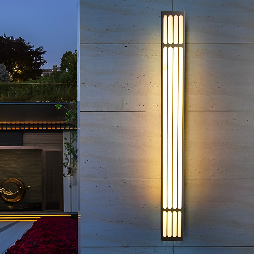 Modern Long Rectangular Outdoor Wall Sconce — Stainless Steel, Imitation Marble, LED, IP65 Waterproof, 3000K Warm White