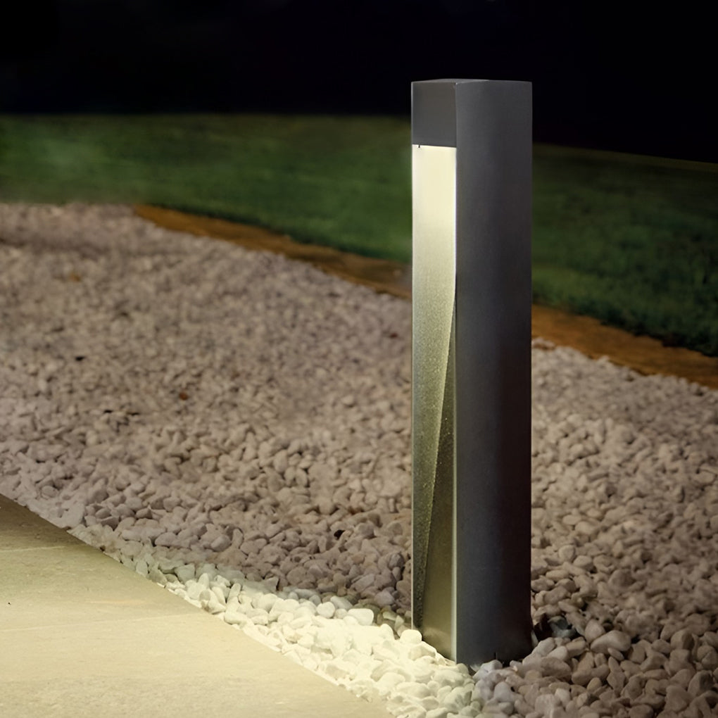 Industrial Rectangular LED Bollard Path Light — Black Iron & Glass, 5W, IP54 Weatherproof, 23.6" H