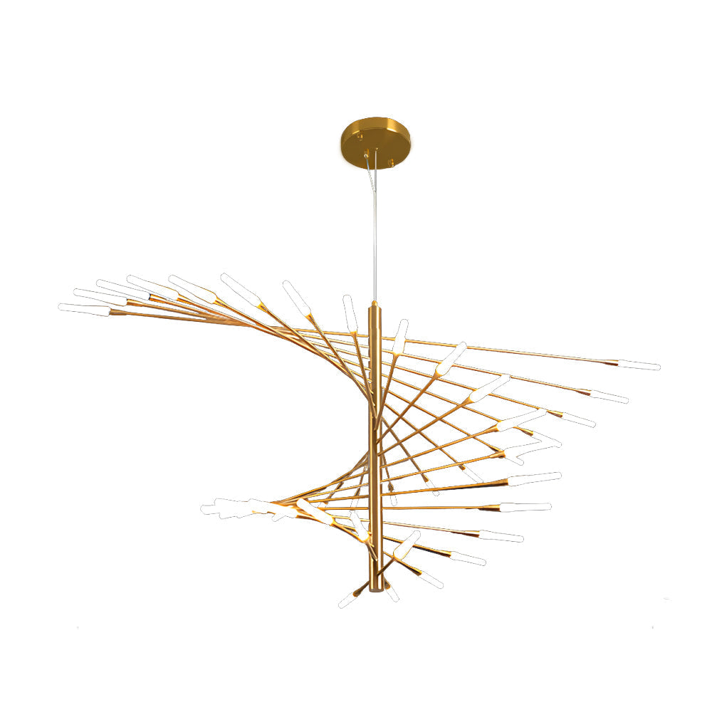 Spiral Sputnik Chandelier — Iron, Aluminum & Acrylic, 10/15/20-Light, Dimmable 3000K–6000K, Gold or Black