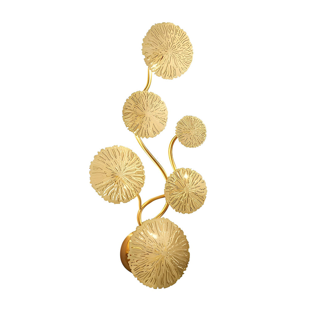 Lotus Leaf Diffused Wall Sconce — Stainless Steel, Gold, 3000K Warm White, 4- to 8-Light