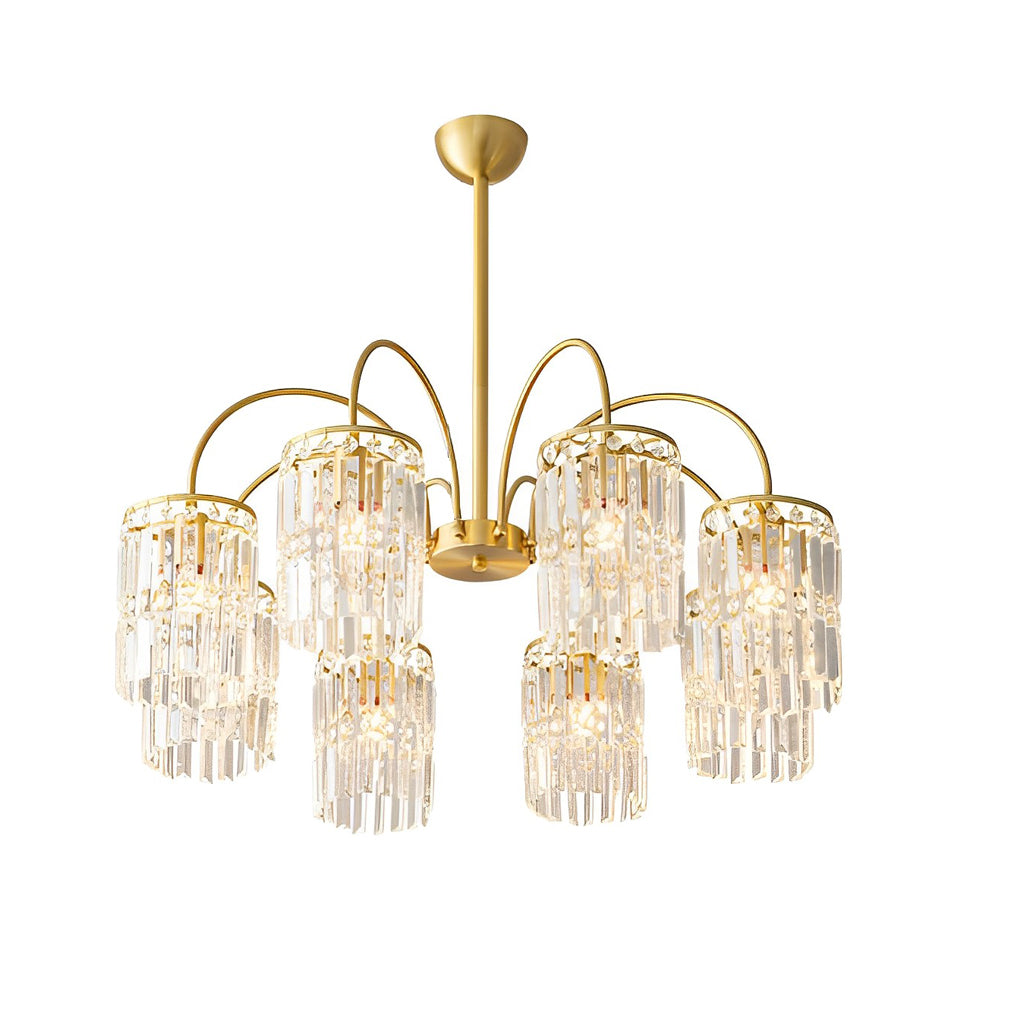Postmodern Crystal Chandelier — Copper Arms, K9 Crystal Shade, 4 to 10-Light, E27
