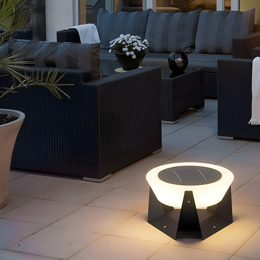 Modern Gray Solar Deck Post Light — Stainless Steel & PC, LED Warm White 3000K, IP65 Weatherproof