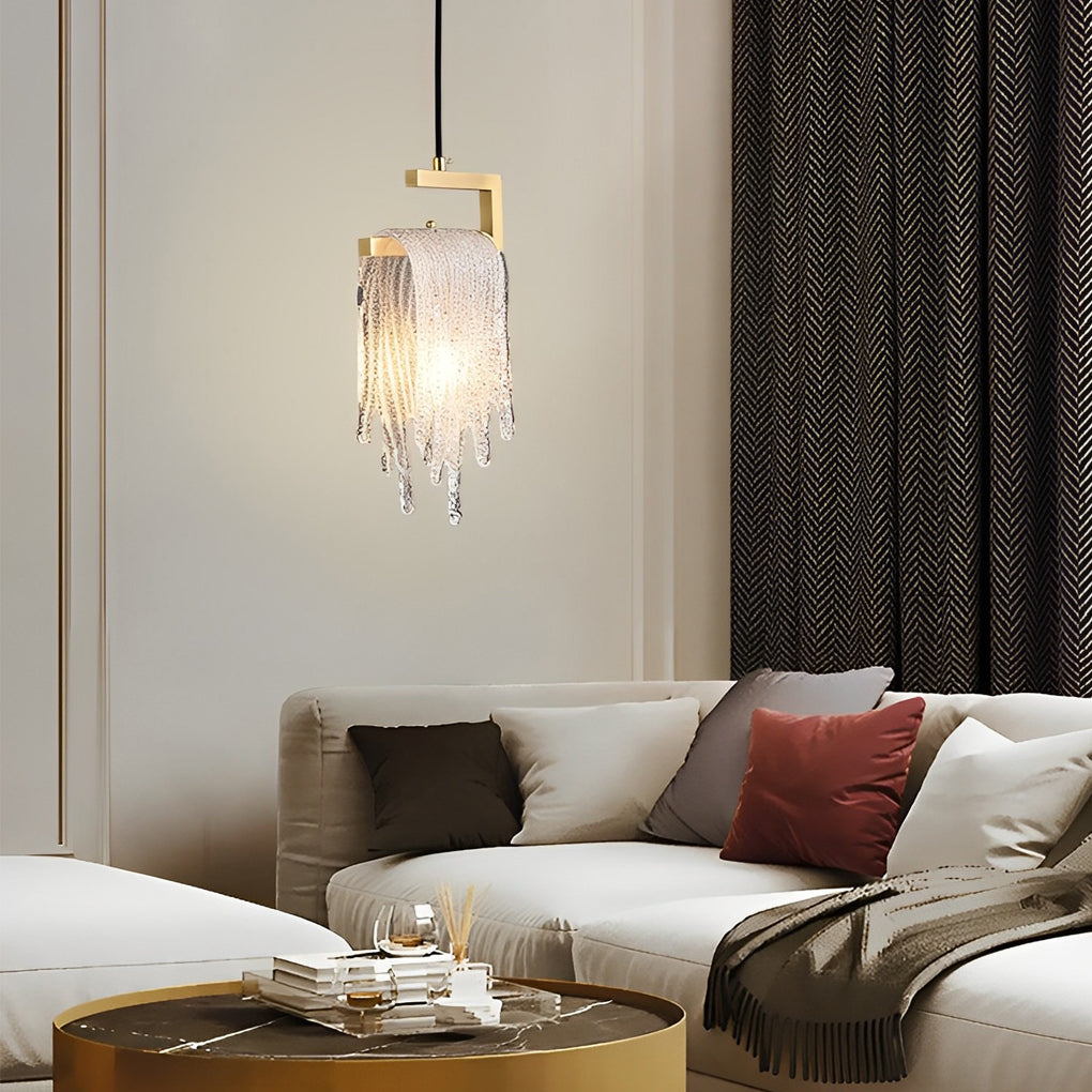Modern Mini Pendant Light — Copper and Handmade Glass, LED, Button Switch, 3W 3000K, 7.5" Wide