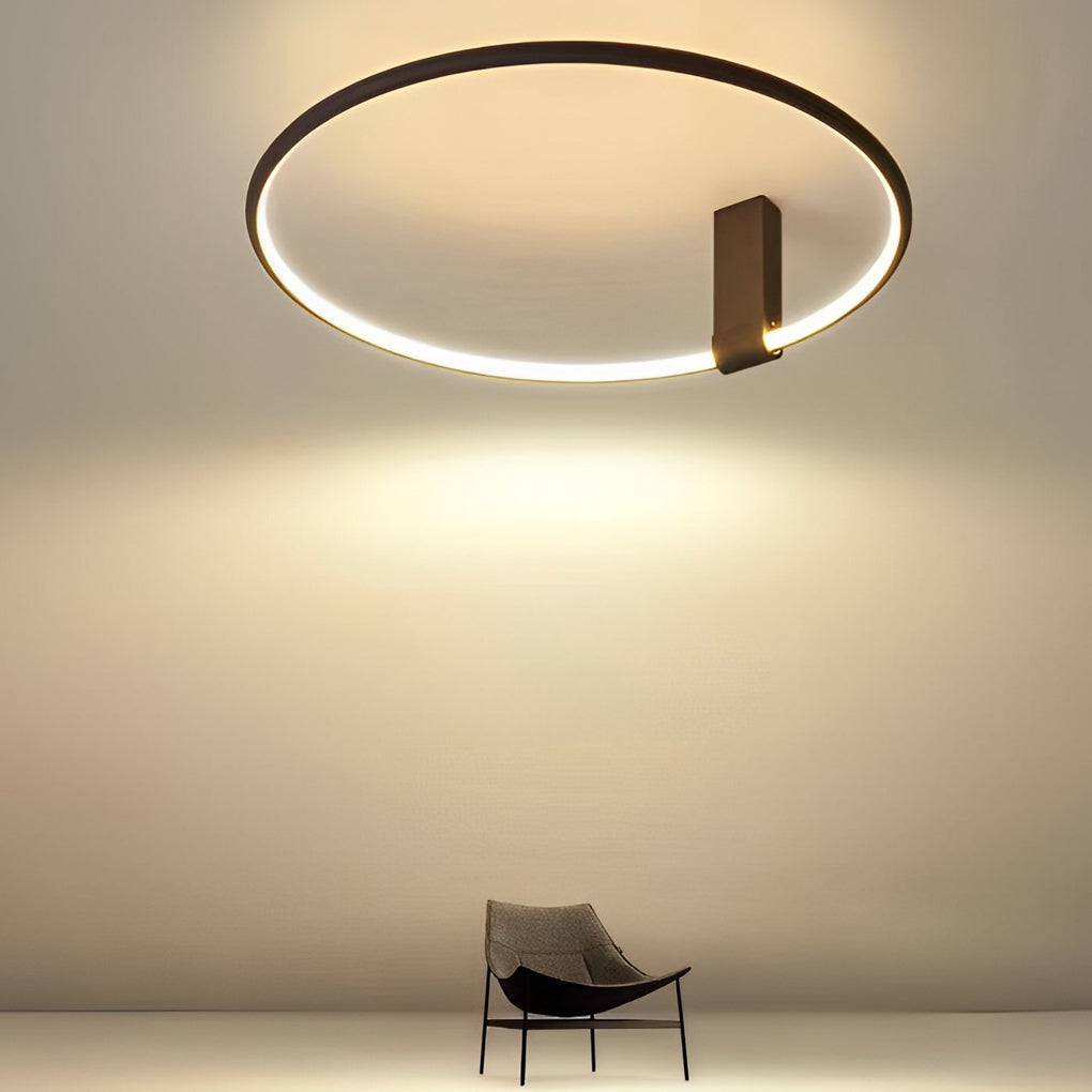 Modern Minimalist LED Semi-Flush Mount — Black Aluminum, Adjustable, 3-Step Dimming, 12"–20"