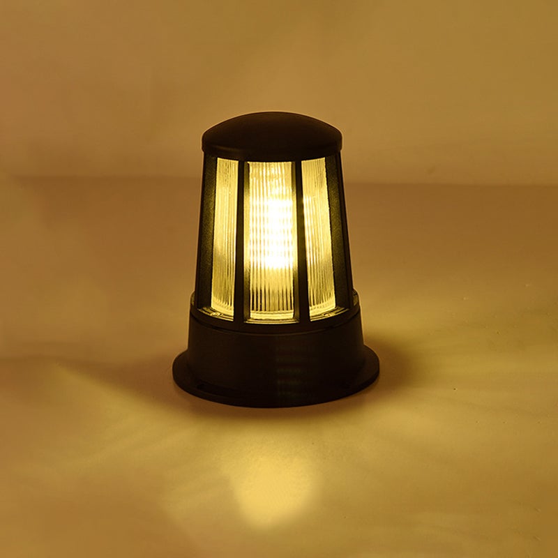 Modern Geometric Outdoor Bollard Light — Aluminum & Acrylic, LED E27, 1-Light, Hardwired, IP65 Weatherproof, 10" H
