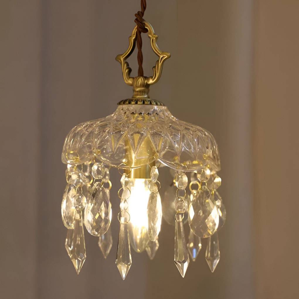 Modern Retro Mini Crystal Pendant — Copper, Glass and Crystal, LED, 6" or 8"