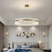 Round Crystal Chandelier — Electroplated Stainless Steel, Gold, LED 3-Step Dimming (3000K/4500K/6000K)