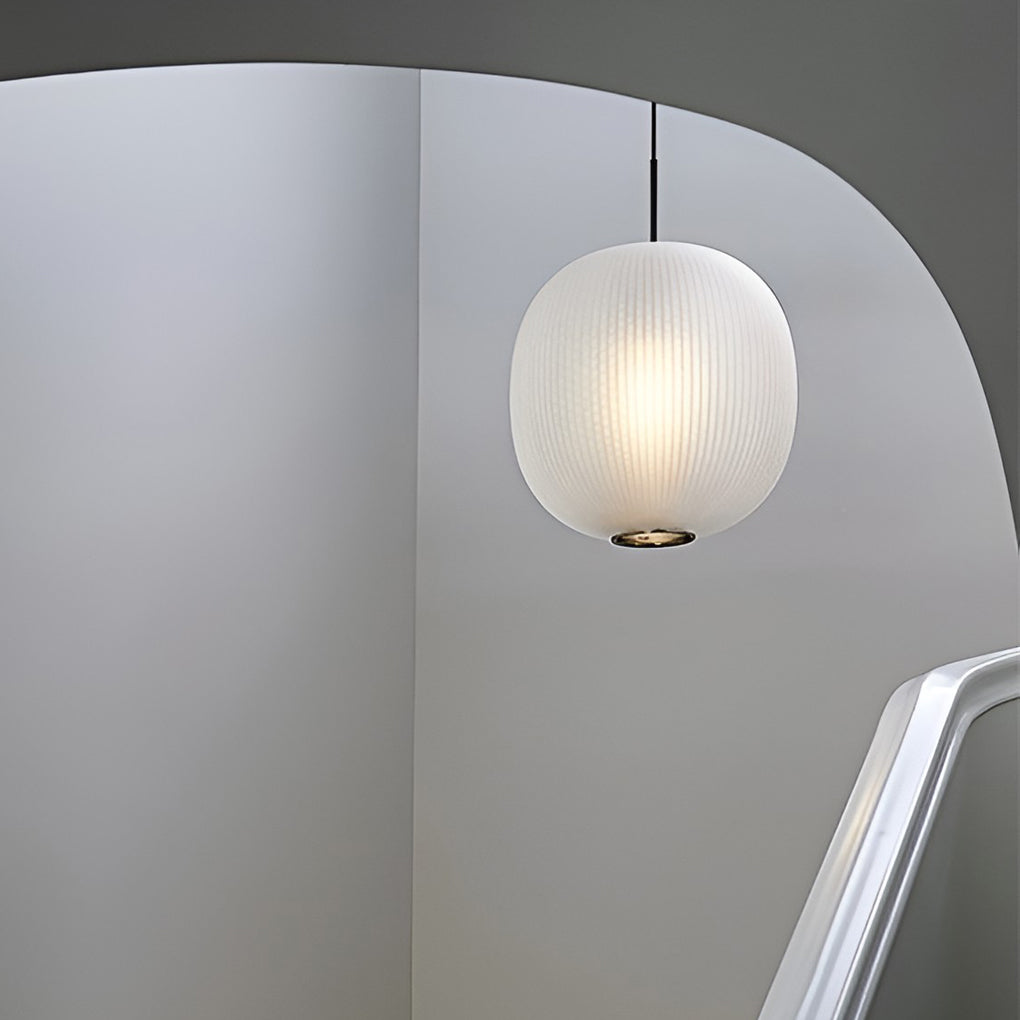 Round Lantern Pendant Light — Glass, LED, 9" Diameter, Black or White