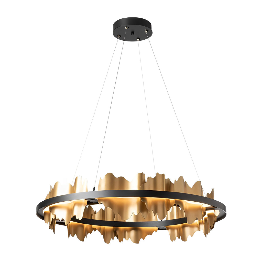 Postmodern Textured Metal Chandelier — Gold or Black, Stepless Dimming, 3000K–6000K, 24" or 31"