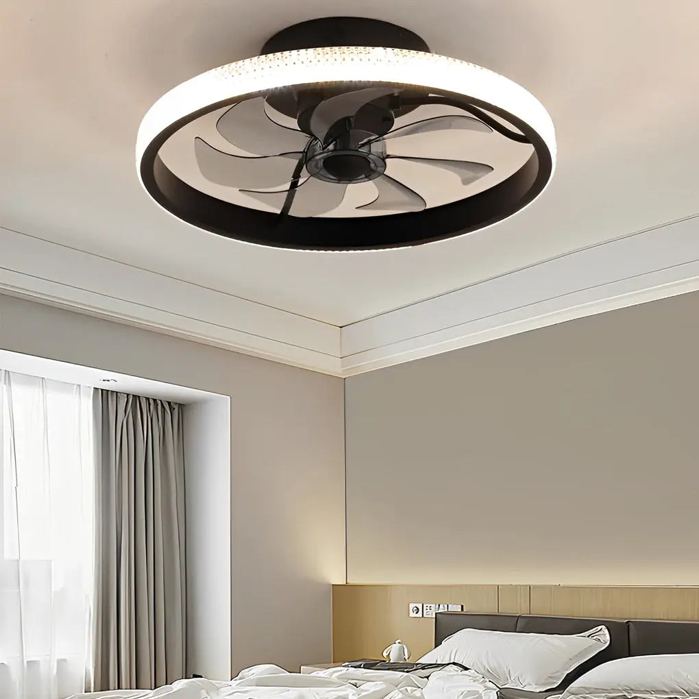 Modern Bladeless Ceiling Fan with Remote: Round Inverter, Mute, LED, and Dimmable Features Luxe