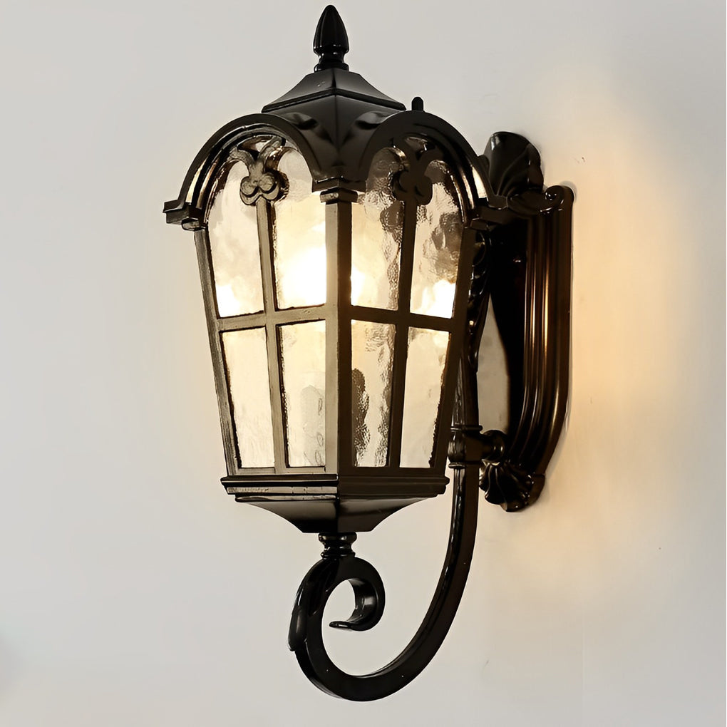 Vintage Outdoor Wall Sconce — Die-Cast Aluminum and Tempered Glass, Black, E27, Waterproof