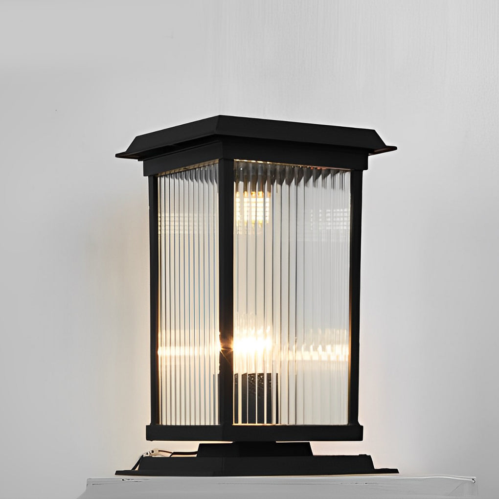 Modern Retro Solar Fence Post Light — Matte Black Aluminum and Glass, LED, Waterproof